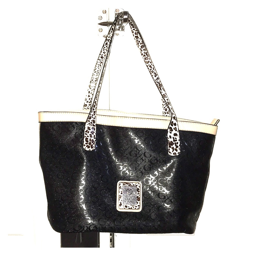 - vintage Y2k Guess leopard print monogram tote bag